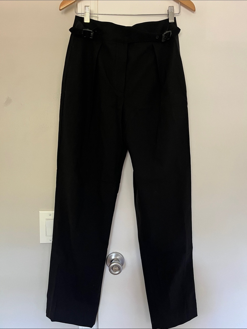 rag & bone Black James Wool Pants with Side Buckles